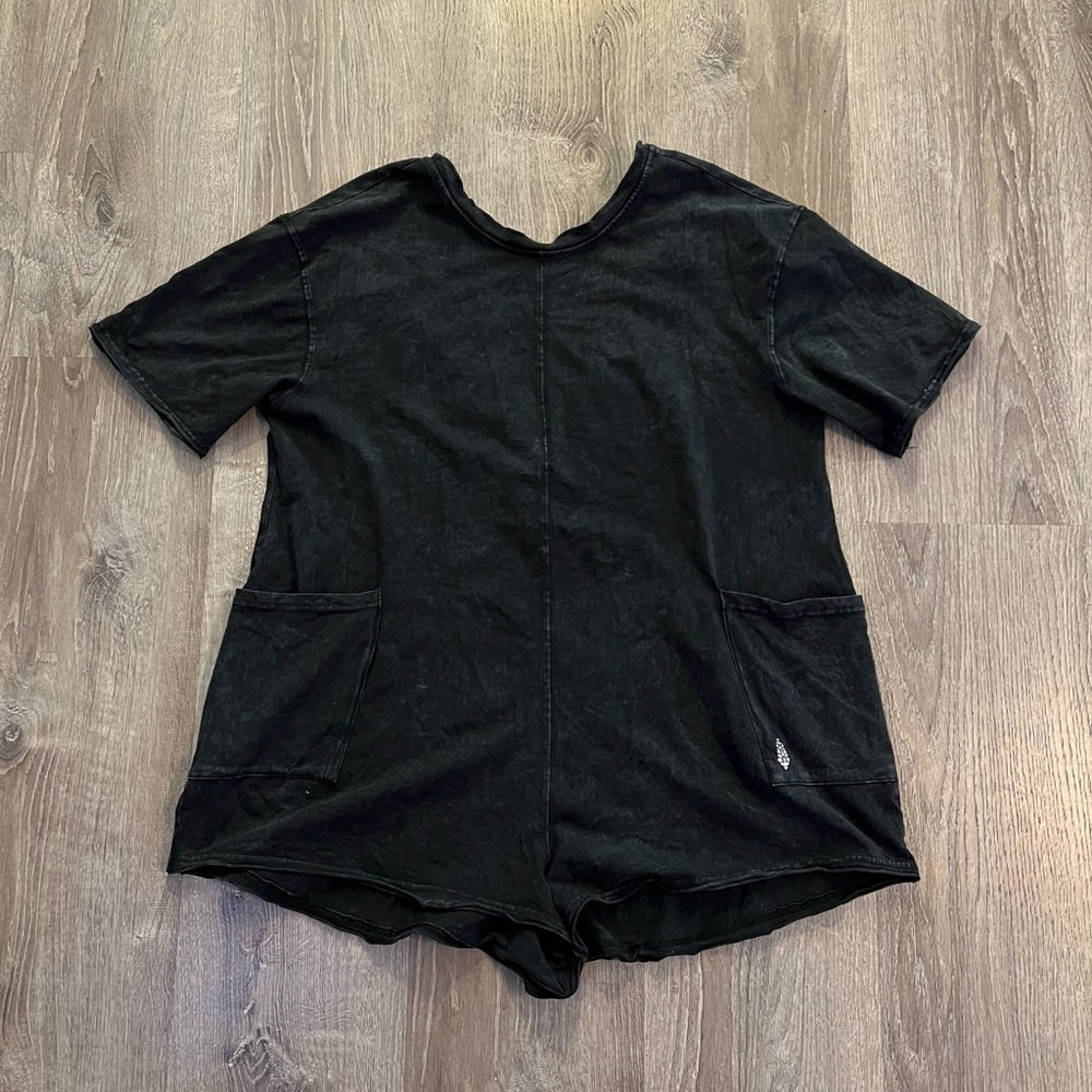 Free People Movement Hot Shot Tee Romper in Black - Picture 3 of 7